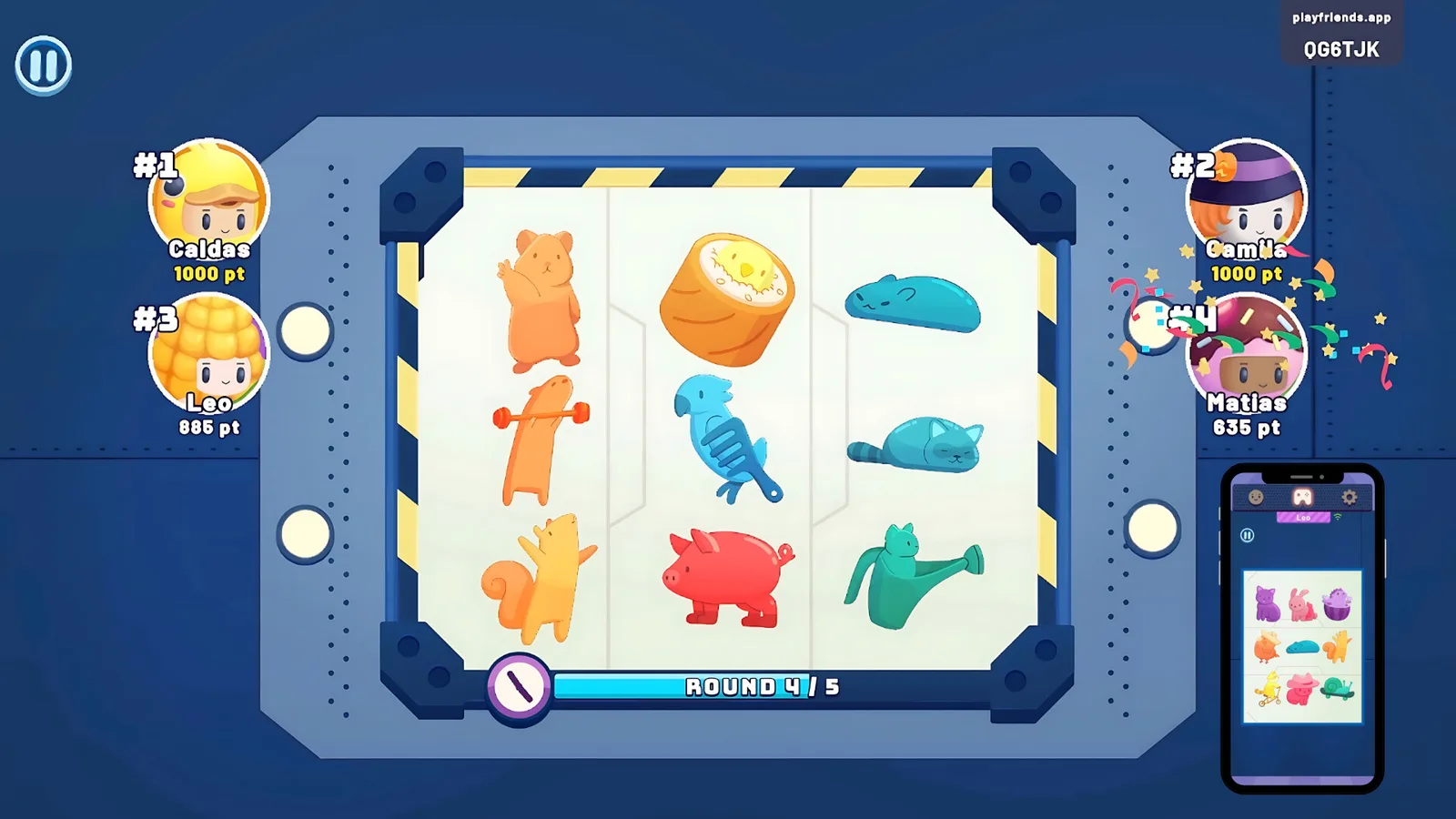 AniMatch mini-game: a grid of character icons to spot and tap the matching one as fast as possible.